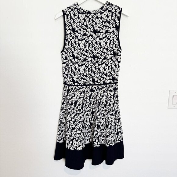 Eliza J Knit Sleeveless Crewneck Geometric Print Fit + Flare Sweater Dress Large - Picture 7 of 8